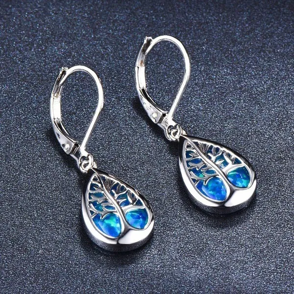 French Drop Shaped Imitation Aobao Ear Hook Silver Color Tree of Life Earrings Fashion Jewelry Gift for Women 220719