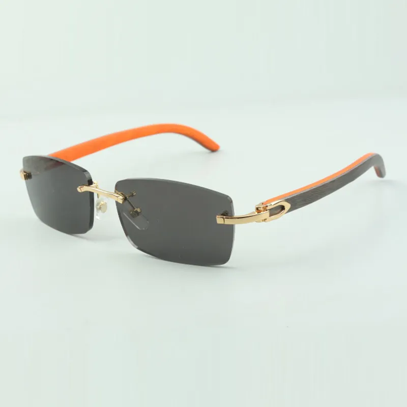 Однотонные солнцезащитные очки 3524012 с оранжевыми деревянными палочками и линзами 56 мм, унисекс256B