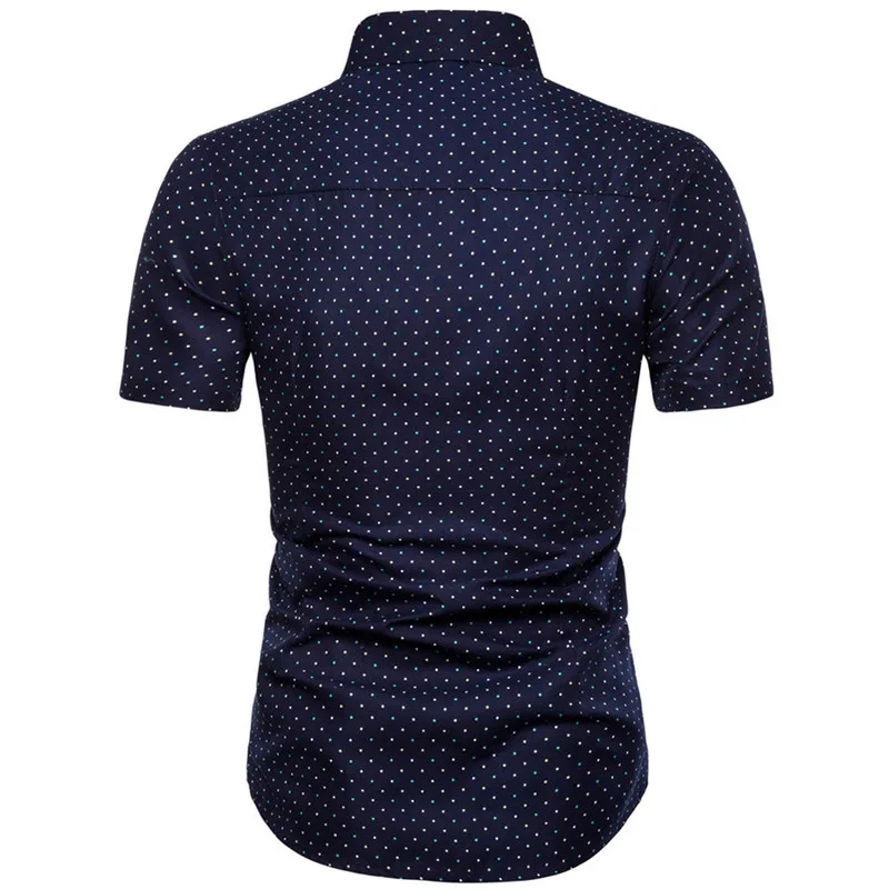 M5XL DOTPRINT BEDRIJFSCASUAL -shirts voor zomer korte mouw gewone grote grootte formele kleding heren kantoor knop omhoog blouses 220527