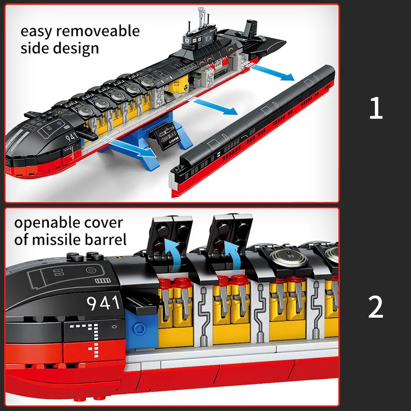 GULO militaire jouet briques navire armée nucléaire sous-marin blocs ensemble de construction navire de guerre arme soldats cadeau pour garçon enfant 865 pièces 220715
