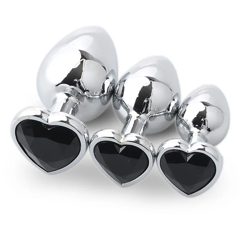 /Package Metal Butt Plug Heart Anal Beads Stimulator Stainless Steel Crystal Jewelry Smooth Touch Anal adult male sex toys 220413