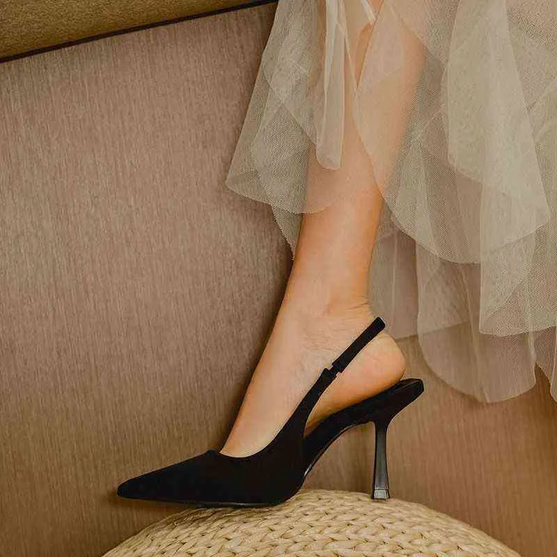 2022 여름 섹시한 하이힐 얕은 뾰족한 싱글 신발 샌들 여성의 아프리카 파티 패션 트렌드 여성 신발 G220425