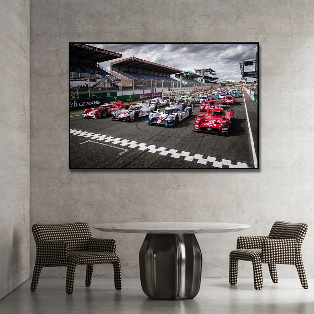 Le Mans의 24 시간 Le Mans Sport Racing Car Painting 인쇄 캔버스 북유럽 벽 예술 사진이 살고있는 누운 집 장식 프레임리스