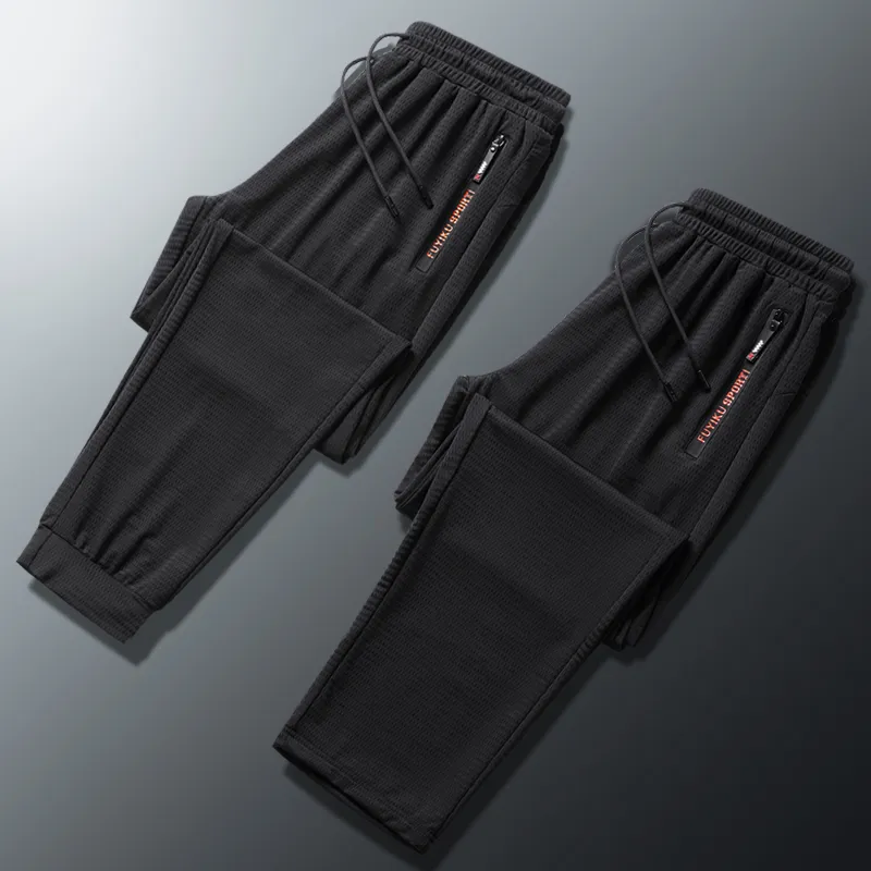 Плюс размер 9XL 8XL 7XL летние дышащие спортивные штаны мужчины прохладные быстрые сухие мужские шелковые штаны высокого качества негабаритные брюки мужские 220330