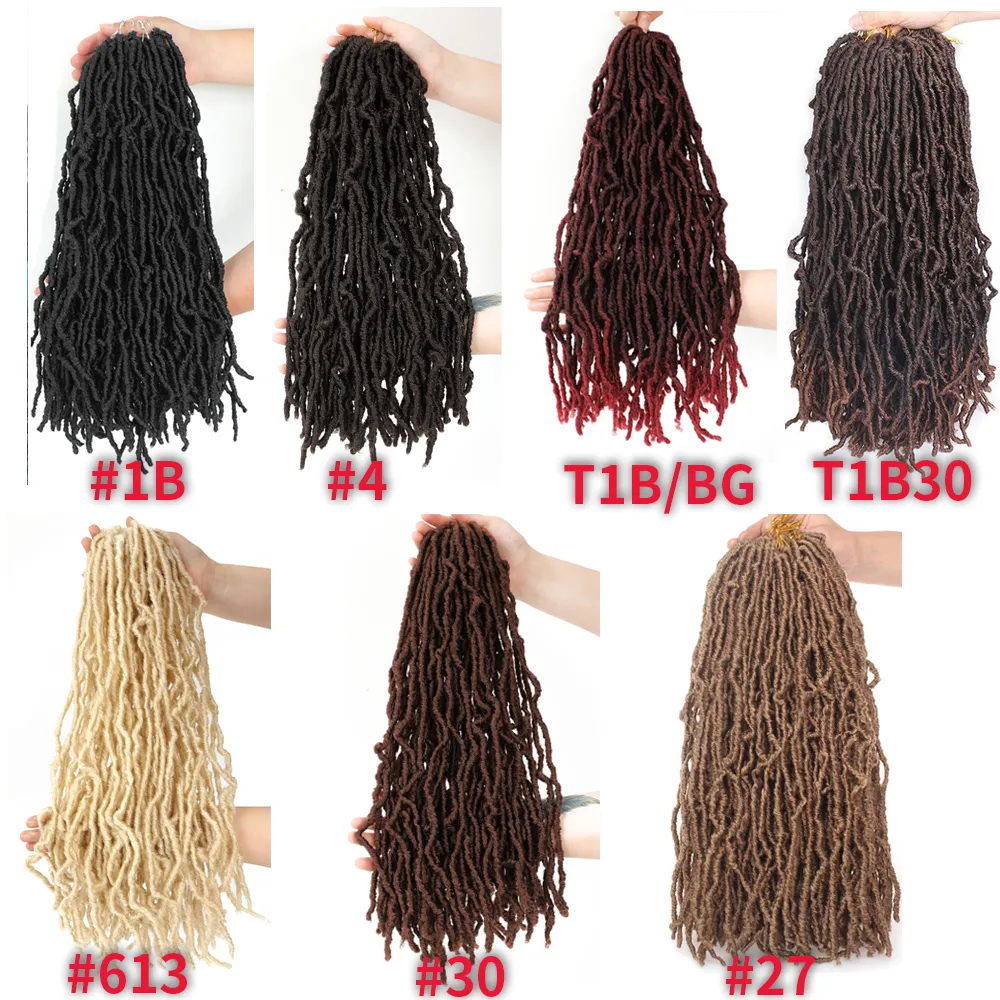 Faux Locs Crochet Tresses Bouclés Ondulés Déesse Doux Locs Noir Pré Boucle Déesse Locs Synthétique Tressage Extensions De Cheveuxusine dire