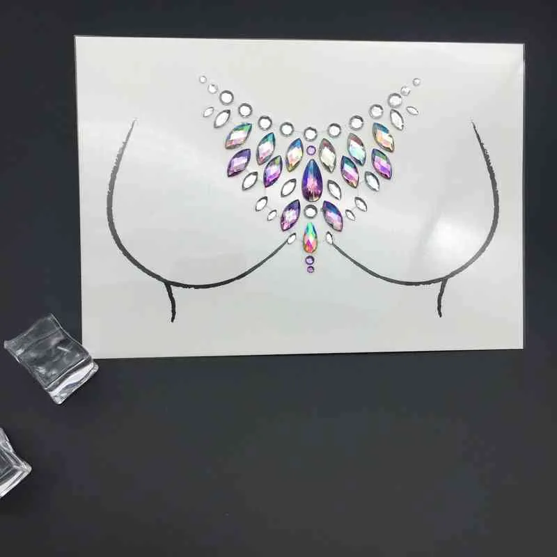 NXY Tymczasowy Tatuaż 3D Akrylowe Kryształ Klejnoty Kubelki Twarzy Dekoracja Wiertła Diamond Pasta Muzyka Festiwal Party Rhinestone Naklejki 0330