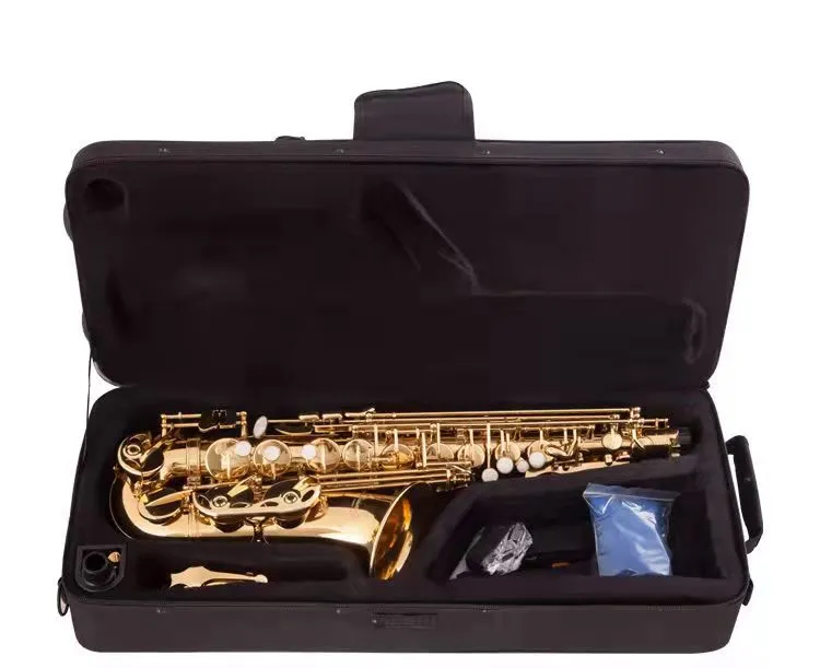 Новый Golden E-Flat Professional Alto Saxophone European Последний ремесленный латунный золото, покрытый Alto Sax, чтобы играть в джазовые инструменты