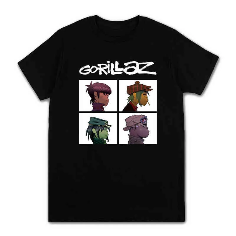 Summer Music Band Gorillaz T-shirt Coton Tops Tees Hommes À Manches Courtes Garçon Casual Homme T-shirt De Mode Streetwear Hip Hop XS-3XL Y220426