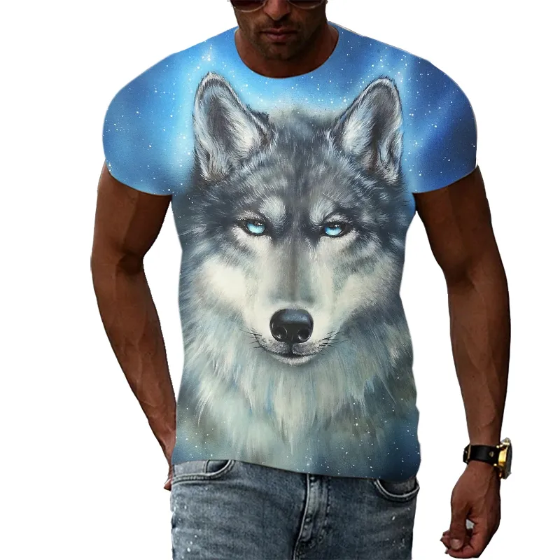 Été 3d Animal Wolf Men T-shirt Fashion Casual Trend Personalité Imprimé Couchons courts T-shirts Hip Hop Harajuku Streetwear 220624