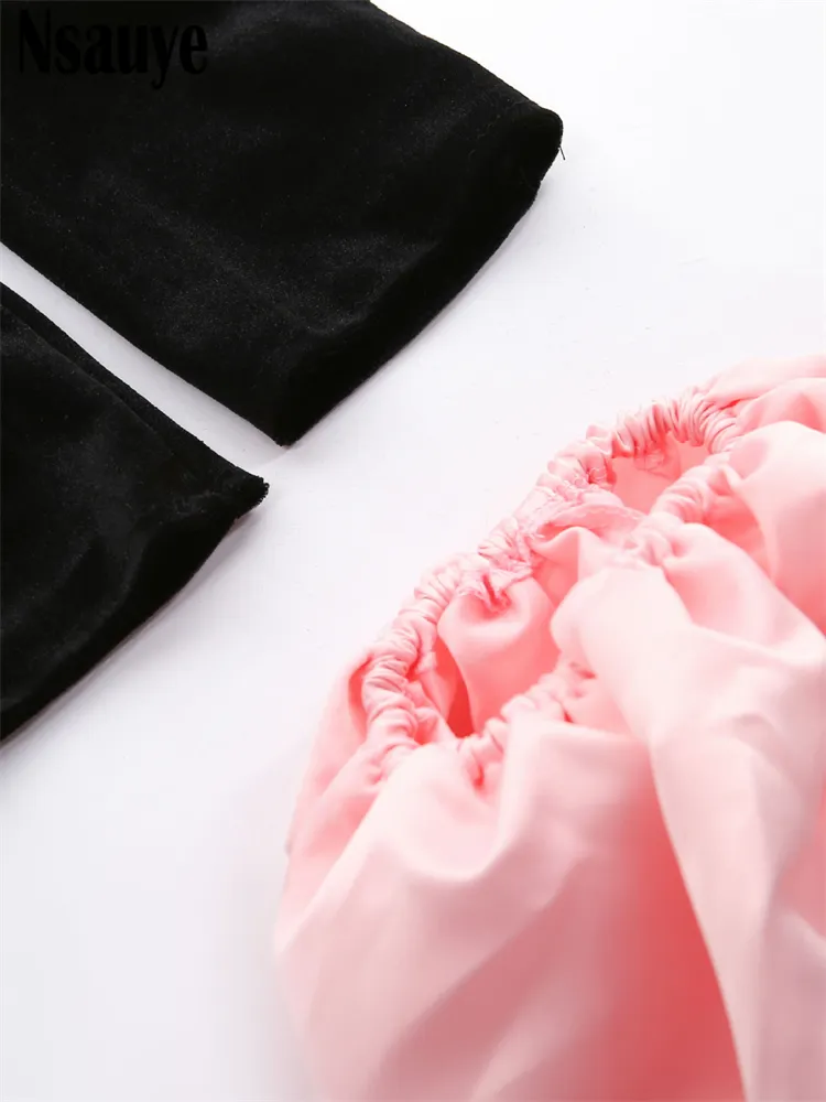 Nsauye с длинными рукавами-фонариками и открытыми плечами, осень-зима, элегантное вечернее белое, черное мини-платье, сексуальные женские платья Kawaii 220409