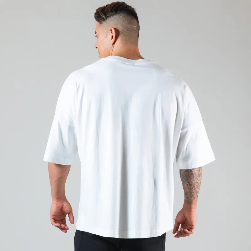 Summer Running Oversized TShirt Mens Gym Bodybuilding Fitness Loose Casual Cotton Short Sleeve Mens Street Sports TShirt 220607