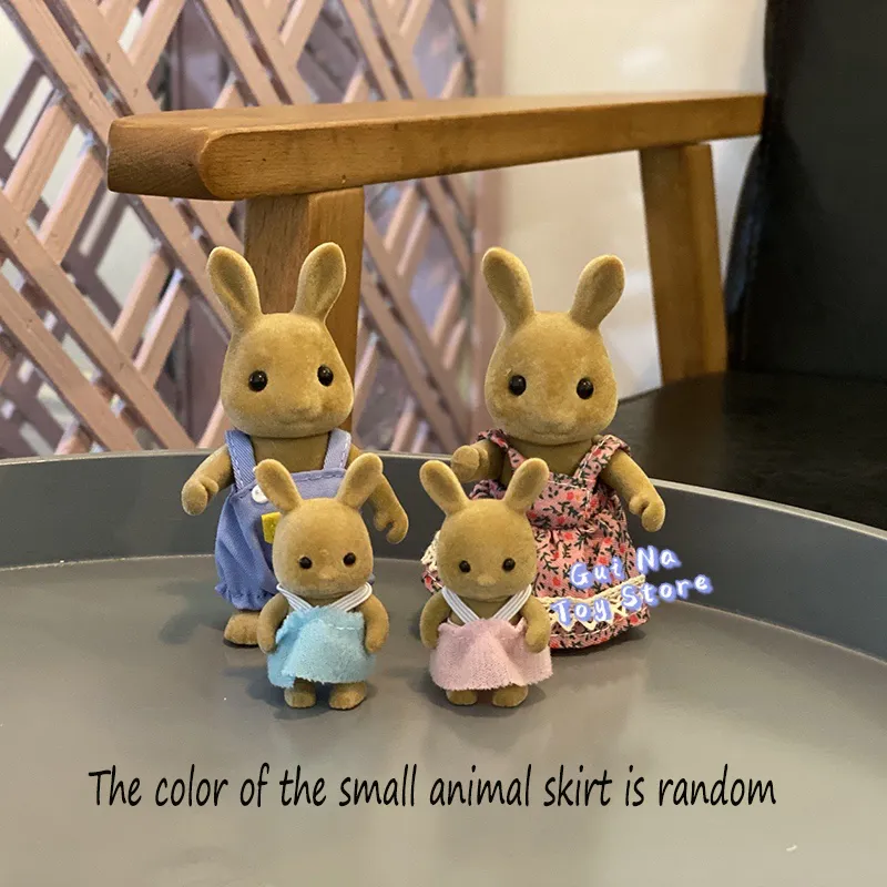 1/12 Minyatür Dollhouse Mobilya Aksesuarları Set Peluş Bebekler Orman Yaratıkları Tavşan Ren Geyiği Aile Oyuncak Kız Noel 220622
