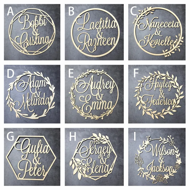 Custom Wooden Wedding Wall Sign Personalized Bride And Groom Name Babyshower Sign Circle Shape Party Decor Unique Party Gift (4)