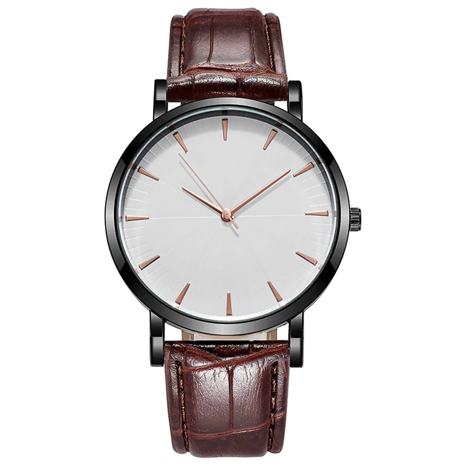 Quartz Watch Round Dial Simple Retro Leather Strap for Men Business Fashion Casual Outdoor Wristwatch