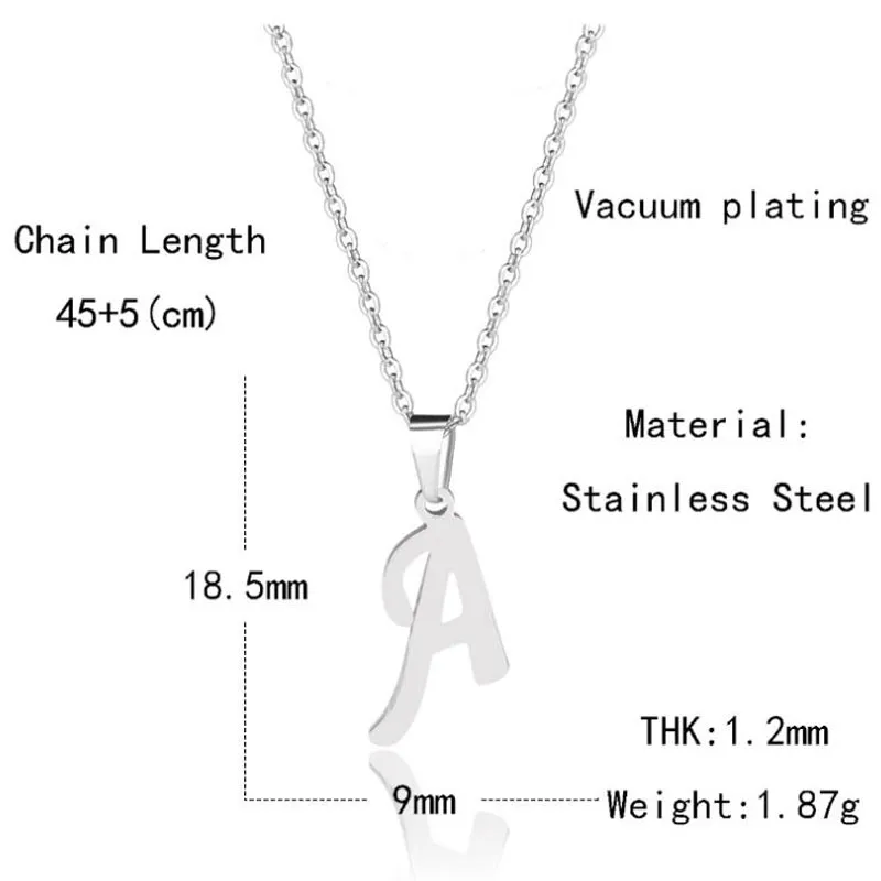 Ny initial A-Z Letters Pendant Necklace For Women Men Trendy rostfritt stål Länk Tröja Kedjhalsband smycken gåva