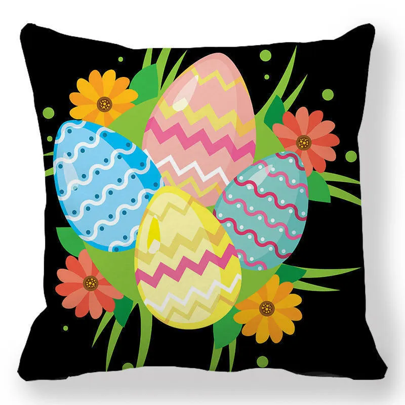 Pillow Case Easter Decoration Pillowcase Colored Eggs Print Cushion Cover Happy Sofa Throw Chair Decorate 220714