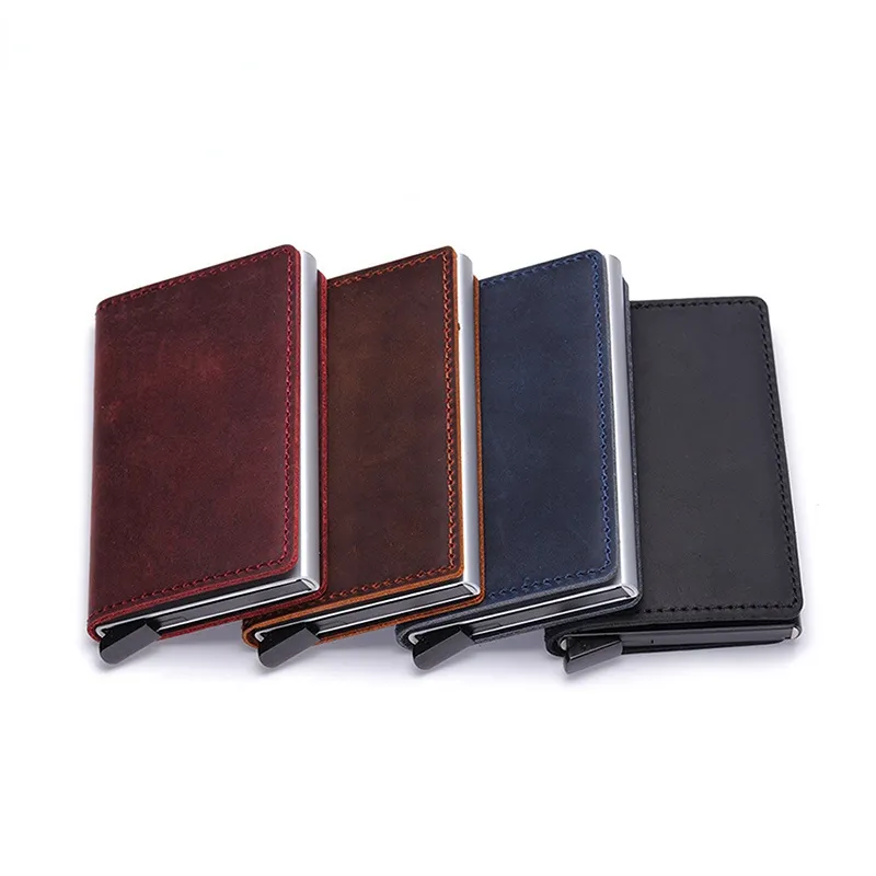 Genuine leather Blocking Wallet up Credit business Card Case Protector