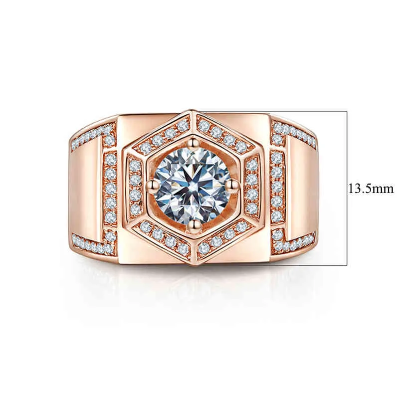 Réel 1ctw D Couleur VVS1 Moissanite Anneaux Pour Homme 925 En Argent Sterling De Mariage Diamants Bande De Fiançailles De Luxe Qualité Bijoux