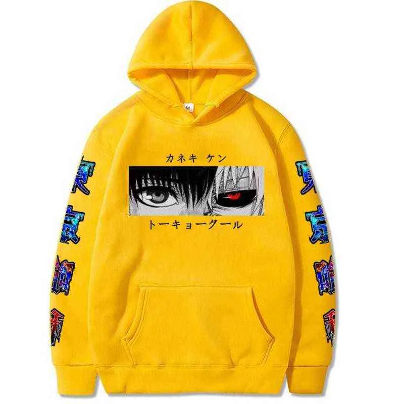 Harajuku unisex hoodies japanska anime tokyo ghoul kaneki ken ögon tryckt herr hoodie streetwear casual tröjor g220429