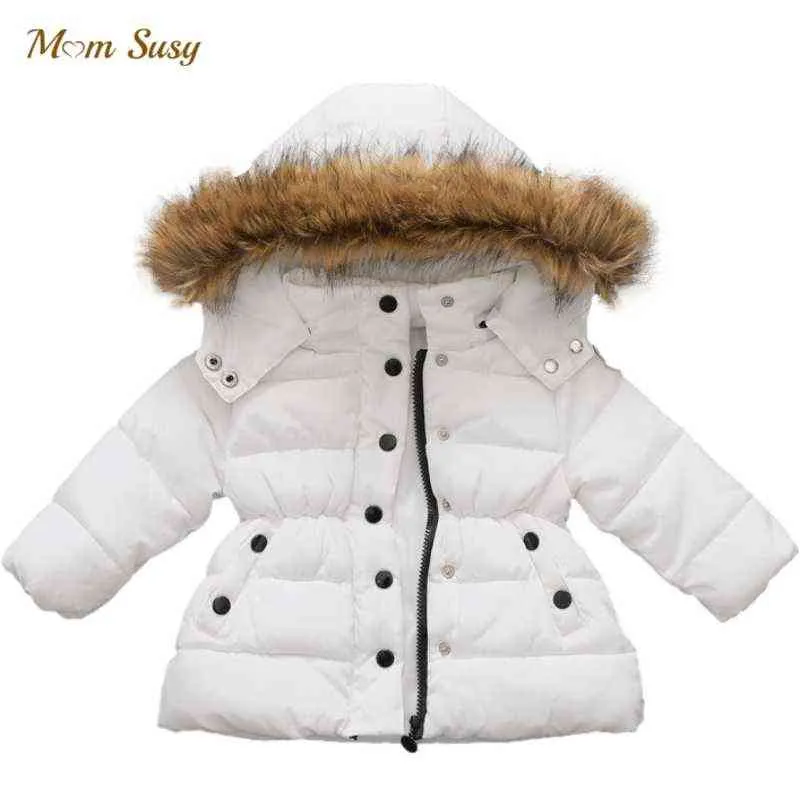 Cappotto invernale bambina Cappotto imbottito in cotone neonato Cappotto lungo in tinta unita Caldo spesso Abbigliamento bambini 1-7Y J220718