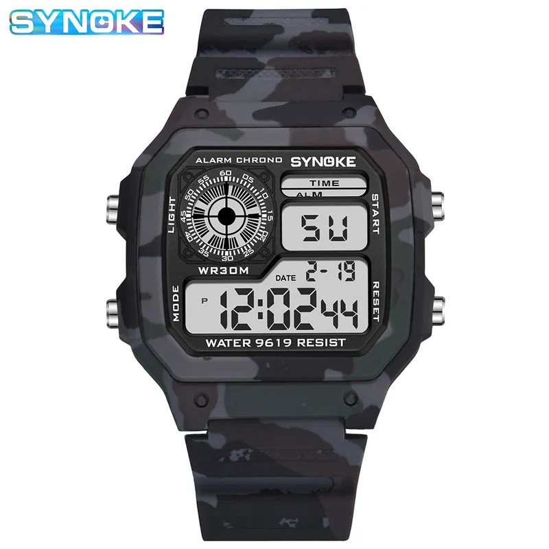 Synok cyfrowy zegarek modowy kamuflaż Waterproof Military Wristwatch Watchroof Watches Running Clock Masculino 2205302325