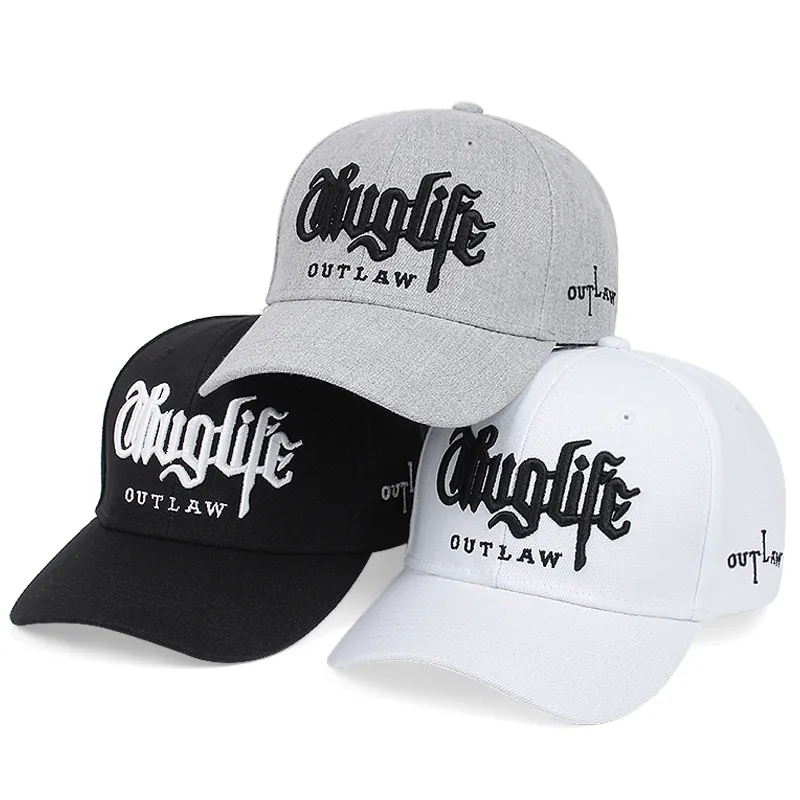 Mode Fastball CAP Thuglife Broderi Hiphop Baseball Keps Hatt Vuxen Utomhus Casual Sun Casual Bone Drop 220607