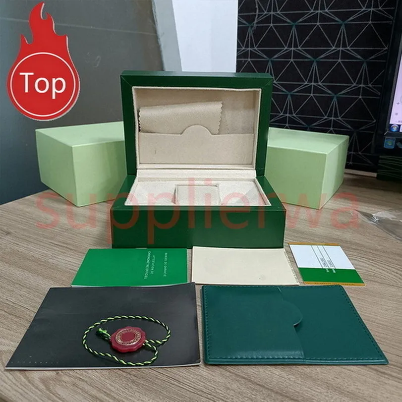 ROLX Box Wysokiej jakości zielone obudowy zegarków papierowe torby certyfikat oryginalne pudełka dla drewnianych mężczyzn męskie zielone zegarki torba prezentowa CasherI242J