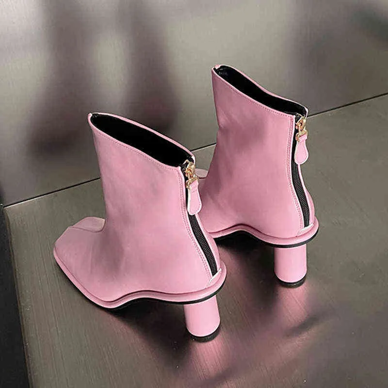 KCENID 2023 Spring Autumn Ankle Boots for Women Square Toe Fashion Zipper High Heels Bekväma Chelsea Booties Ladies Shoes Y220817