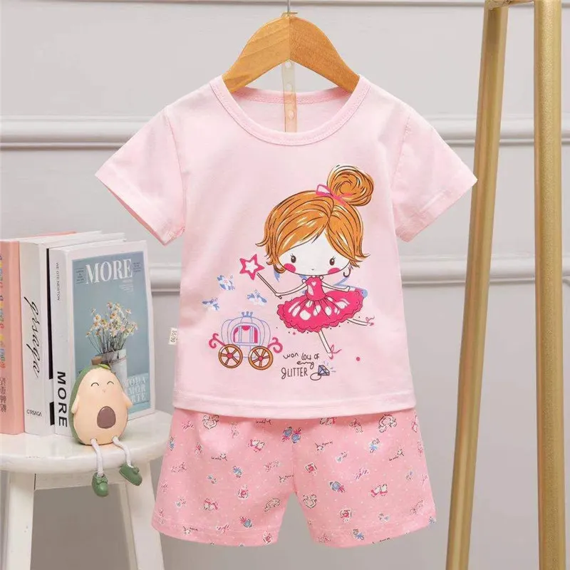 Pigiama estivo ragazze est Vestiti dormire Bambini Cotone manica corta Sleepwear Biancheria intima bambini Junior Pigiama 220507