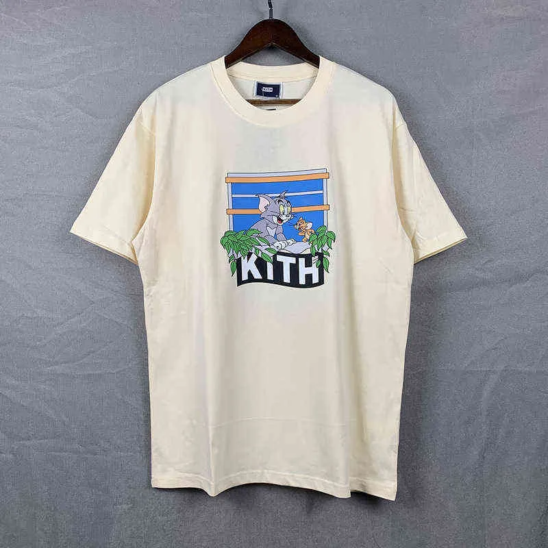 2022 New Cat and Mouse Cartoon Young Kith t Shirt Men's Women's Round Neck American Street Loose Summer T-shirt Fashion Tshirts Brands