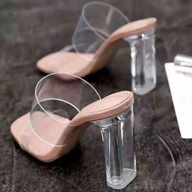 2022 neue Sommer Frauen Sandalen PVC Gelee Kristall Ferse Transparent Weibliche Sexy Klar High Heels Sandalen Pumps Schuhe Plus Größe 43 Y220624
