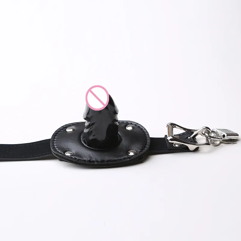 Erwachsene sexy Spielzeug Penis Mund PU Leder Kreative Spaß Weibliche Flirten Produkte Schwarz Silikon Material