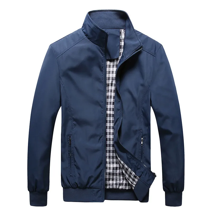 Bomber di qualità Solida giacca casual uomini Spring Autunno esterno Mandarino Giacche da uomo abbigliamento sportivo cappotti maschi M5XL 6xl 7xl 220810