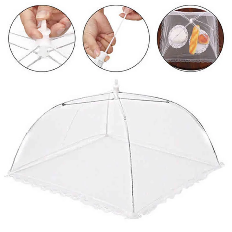 1 st mesh mat täcker tält paraply för utomhus skärmtält skyddare för buggar återanvändbara och hopfällbara köksverktyg gadget y220526