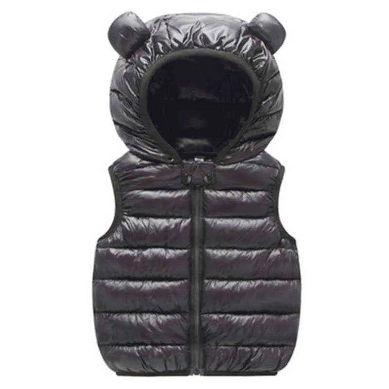 Neue 2021 Baby Jungen Mädchen Baumwolle Winter Weste Outfit Mode Kinder Baumwolle Gefüttert Cartoon Ohr Hoodies Baby Warme Jacke J220718