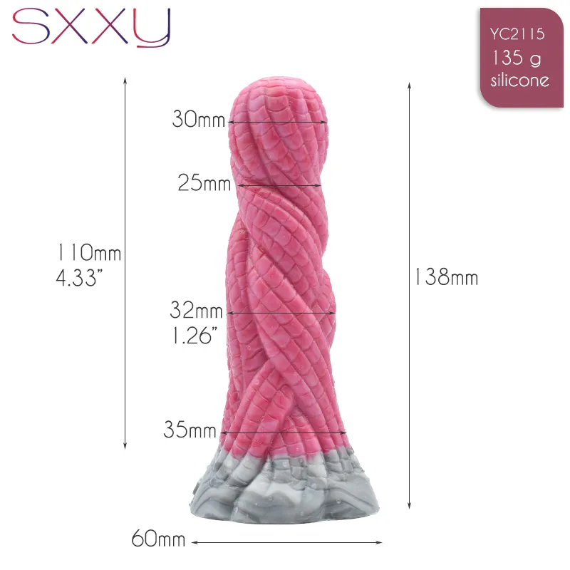 Sxxy 메두사 트위스트 초보자를위한 판타지 섹시한 장난감 다채로운 항문 플러그 피부 Silicone Dildo Vagina Massage 친밀한 제품