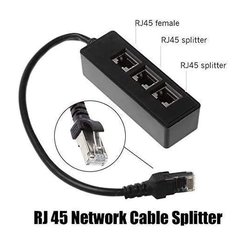 RJ45 LAN Ethernet Splitter Cable 1 masculino a 3 hubs de rede feminina Super Cat5 Cat5e Cat6 Conexão de Internet Conexão Contato