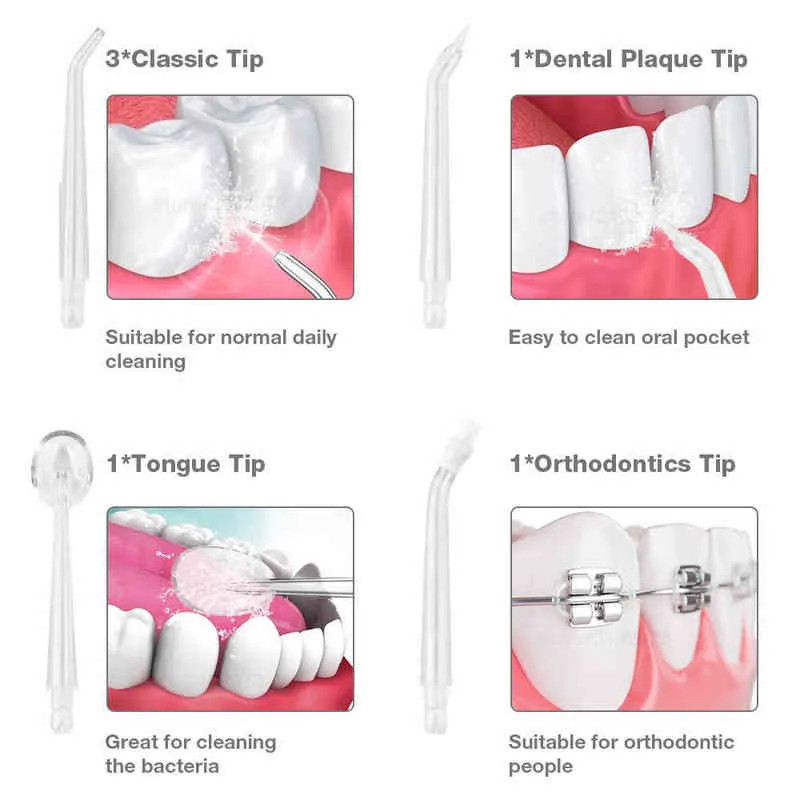 Draagbare kracht orale irrigator jet elektrisch tandheelkundig water flosser tanden reiniger oplaadbare plaatsingsplazels dropship 220513