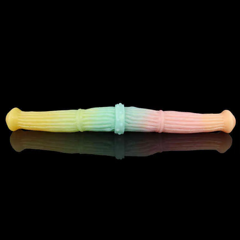 Nxy dildo's nieuwe vloeibare siliconen dubbele kop penis lange vrouwelijke anale plug massage huid valse volwassen masturbatie apparatuur 0316