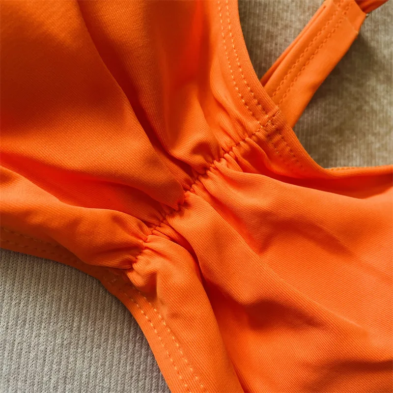 Oranje print hoge taille bikini set vrouwen badmode sexy Braziliaanse biquini zwempak push up bikini's vrouwelijk badpak 220509