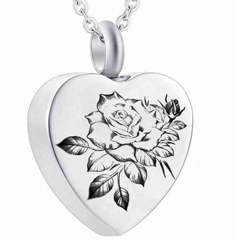 Heart Shaped Memorial Urns Necklace Human/ Pet Ash Casket Cremation Pendant Cross Stainless Steel Jewelry Can Open Y220523