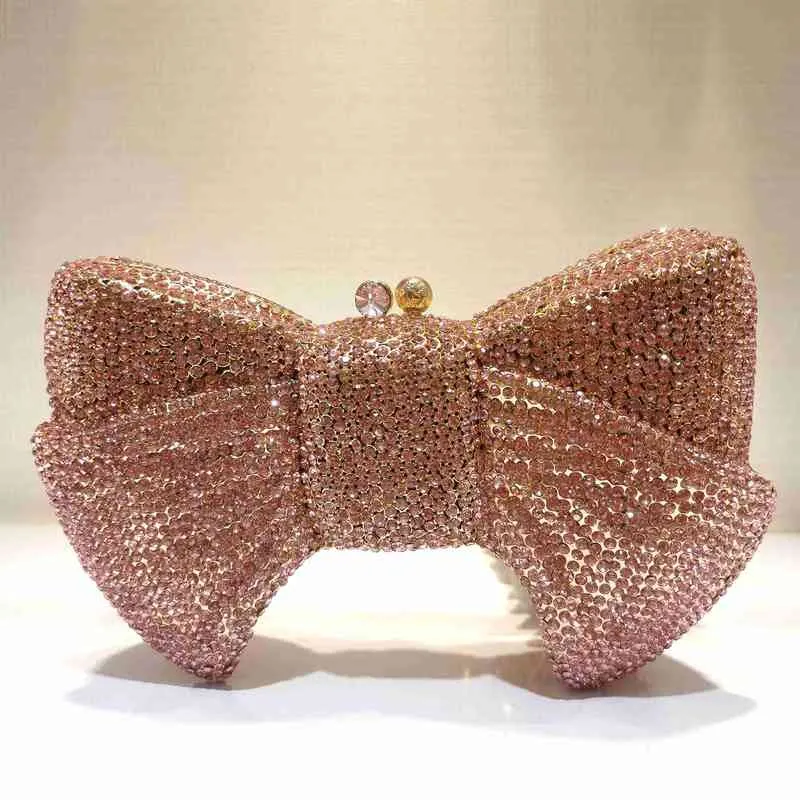 Xiyuan Bling Crystal Clutch Torby Bow Kamienie wieczorowe i sprzęgła dla kobiet Formalne przyjęcie weselne torebki kryminowe 220608