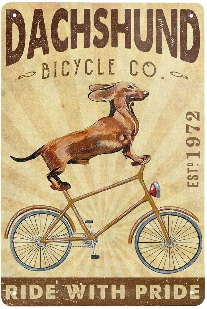 Dachshund Dog Dog Company Metal Znaki na zewnątrz retro metalowy znak cynowy znak Vintage do domu do kawy wystrój ściany 8x12 cali 6295192