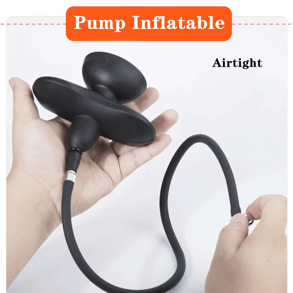 Gonflable Silicone Air Sac Pompe Expansion Énorme Ouvert Gode Bouche Plug Ball Gag SM Esclave Bondage Oral Fixat Couple Flirt Sexy Jouets