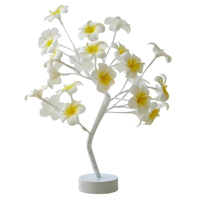 USB batería operada LED lámpara de mesa Rosa flor bonsái árbol noche guirnalda dormitorio decoración luces de Navidad decoración del hogar 220727