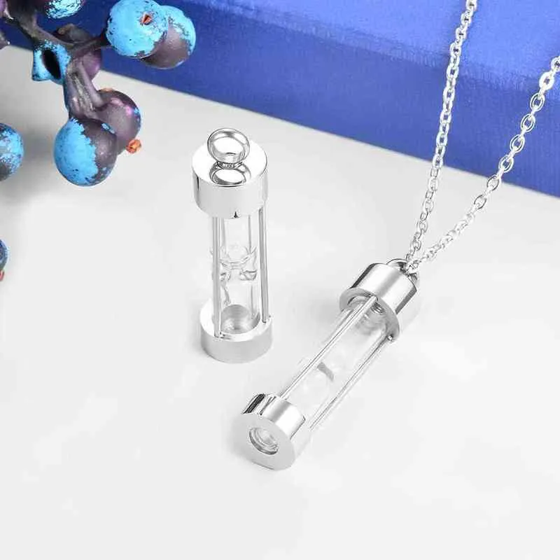 Eternity Memory Hourglass Urn Necklace Memorial Cremation Jewelry Rostfritt stålhängen Locket Holder Ashes For Pet Human Y2205233o