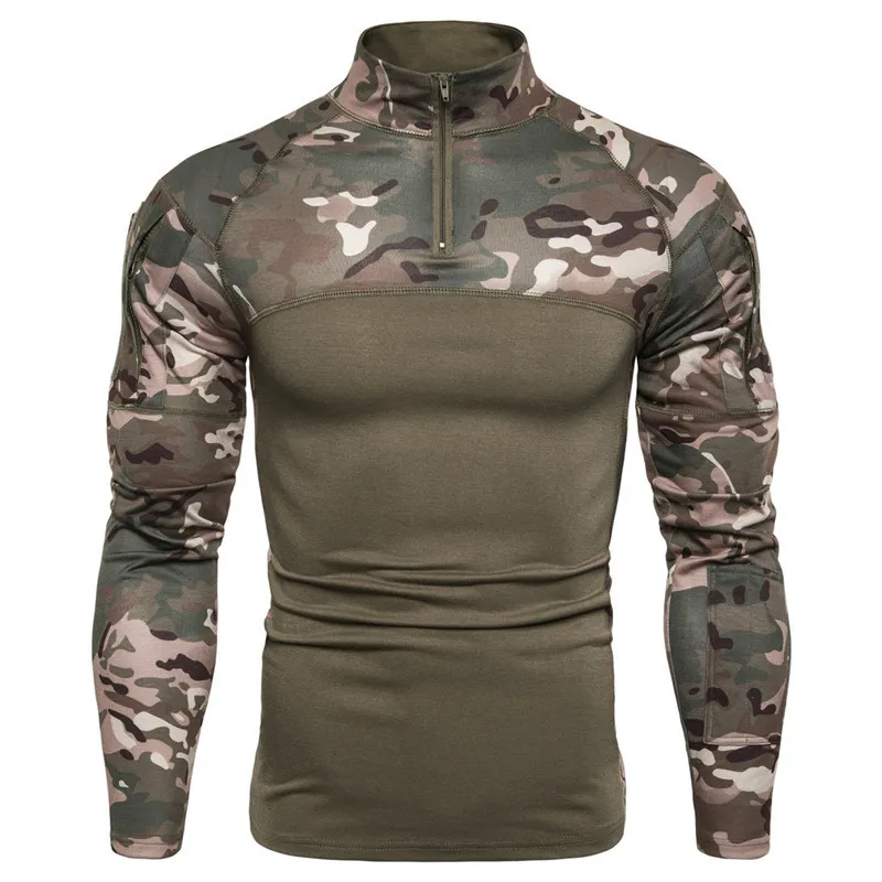 mens Camouflage Tactical Military Clothing Combat Shirt Assault long sleeve Tight T shirt Army Costume 220407