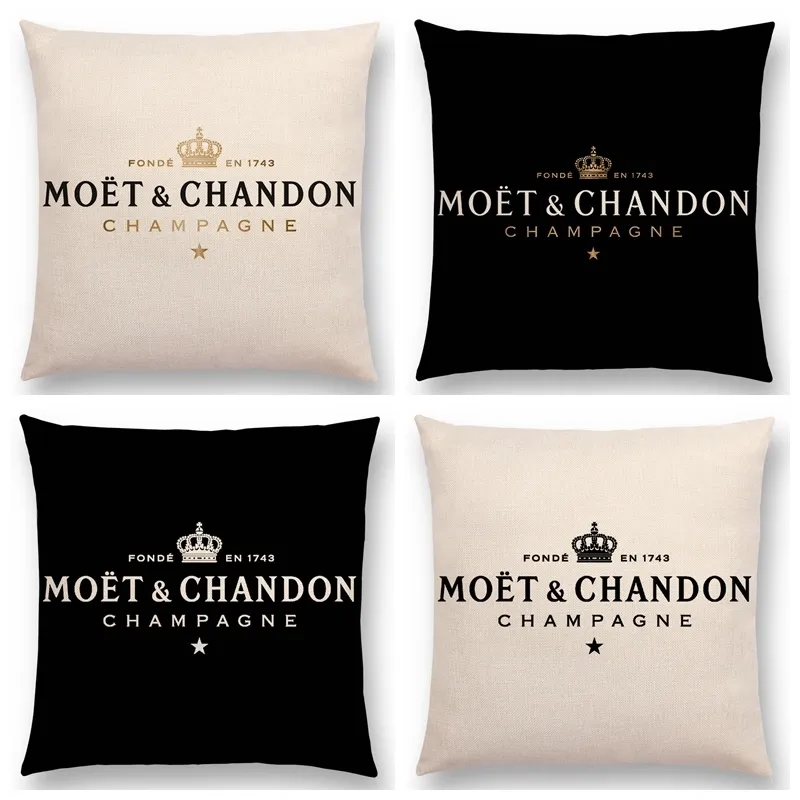 Kuddefodral Black White Linen Cushion Cover Luxury Decoration Pillow Case High Quality Printed Bar Letters El Family Sofa 220623