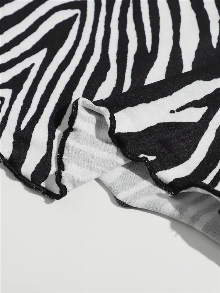 Y2k verão preto e branco Padrão de zebra fofo CAMI TOP MULHERES GRUNGE VINTAGE PRIMAGEM SEXY RUUCHED SPAGHETTI Strap Top 220607