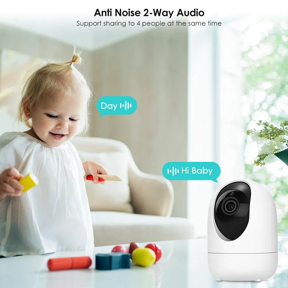 3MP 2K Wi-Fi камера мини-беспроводной PTZ IP-камеры Крытый AI обнаружение человеческих CCTV Home Security камеры двустороннего аудио ребенка монитор